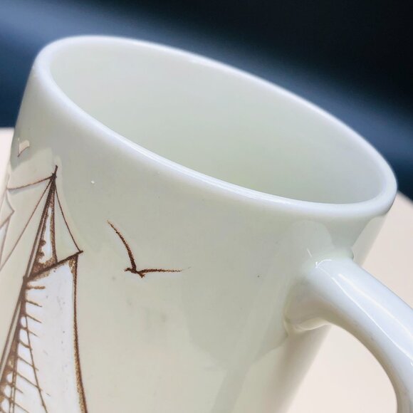 Vintage Otagiri Maritimes Sailboat Coffee Mug: 80s Nautical Coastal Drinkware - Picture 5 of 11
